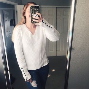 Tommy Hilfiger White Knitted Sweater w/ Buttons